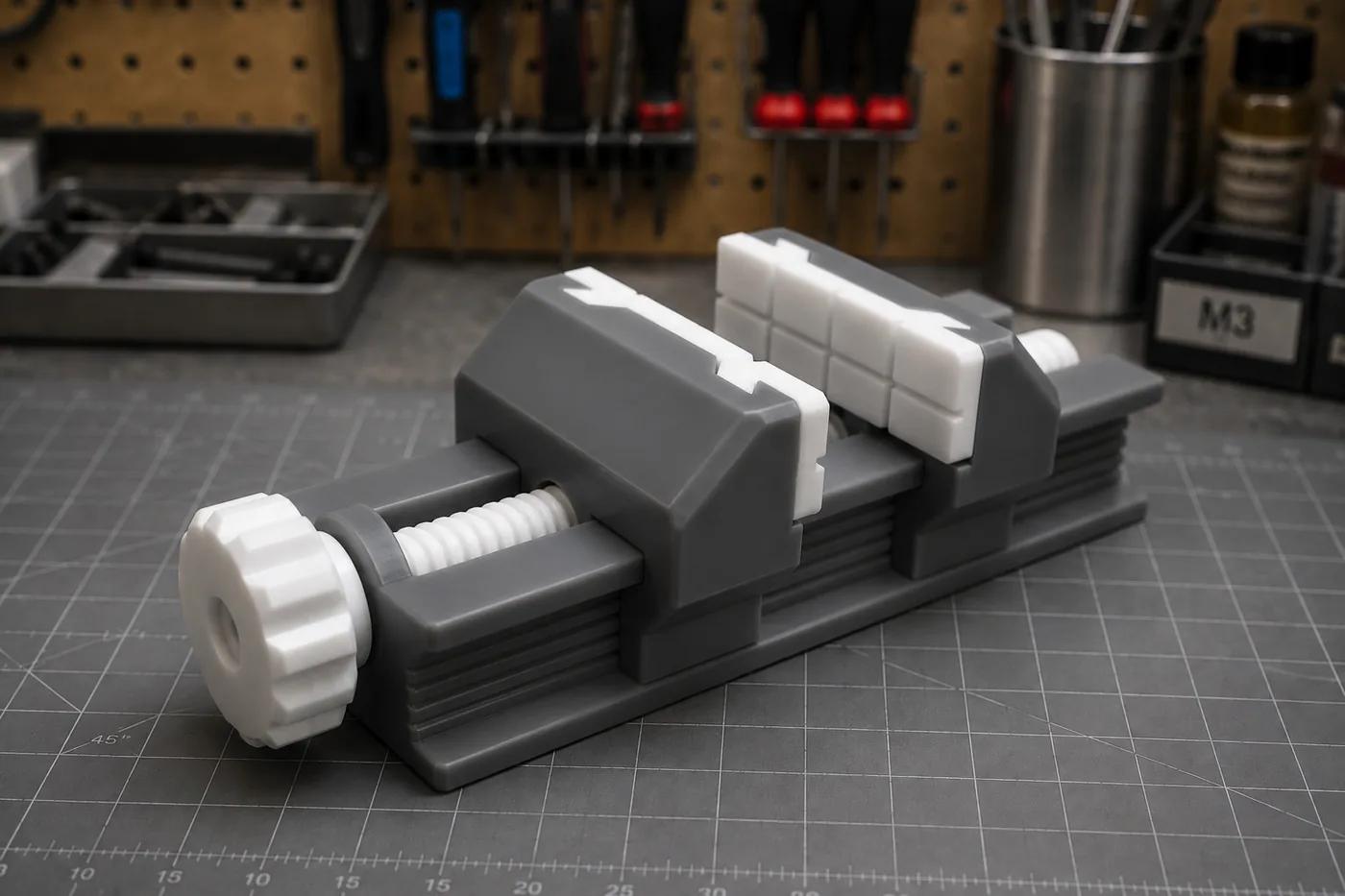 Precision 3D printed mini bench vise with dual clamping jaws